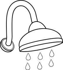 Trendy and high quality showerhead vector art, showerhead silhouette vector logo icon design, showerhead line art vector illustration