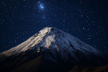 Mountain peak under a starry night sky. Generative AI