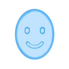 Blue watercolor smiling face icon