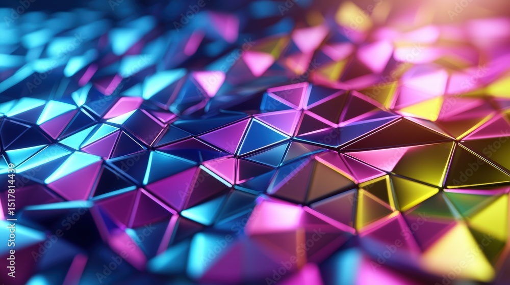 Poster colorful abstract geometric pattern of triangular shapes and lights