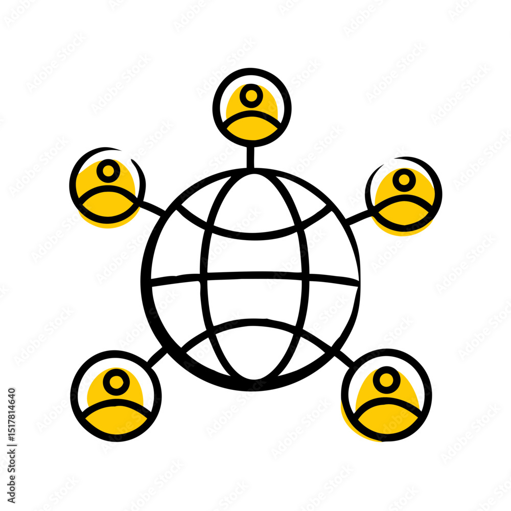 Poster global work connection icon on transparent background for web and graphic design