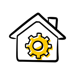 Home office gear icon on transparent background for web and graphic design
