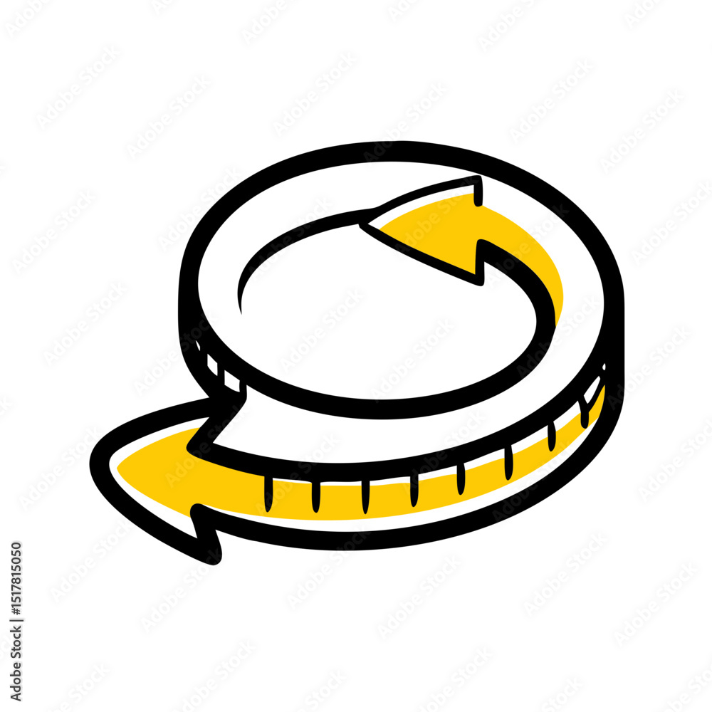 Poster arrow around coin icon on transparent background for web and graphic design