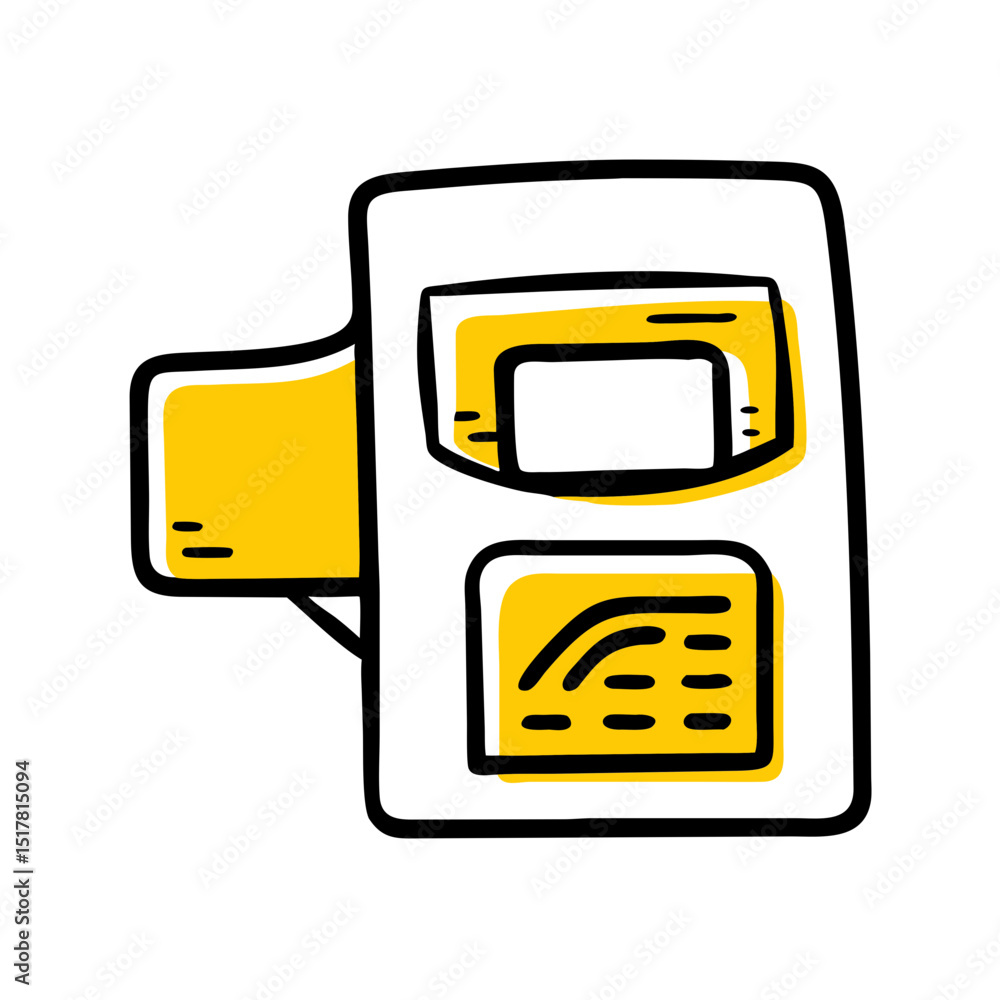 Poster atm with card slot icon on transparent background for web and graphic design