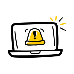 Alert on laptop icon on transparent background for web and graphic design