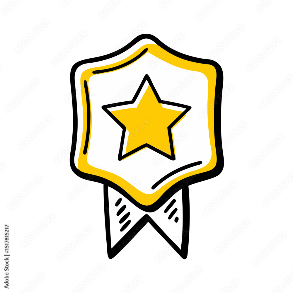 Poster badge with star icon on transparent background for web and graphic design