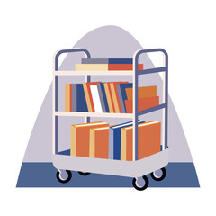 Flat style illustration showing a library cart © SmashingStocks