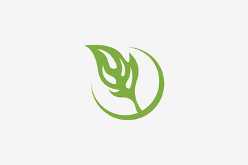 Green leaf in circle logo 