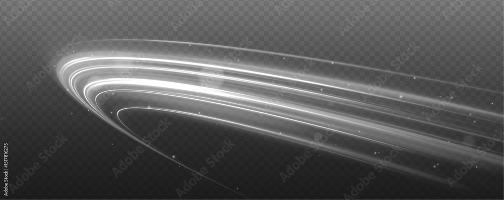 Leinwandbilder Glowing curve light trails, white lines of motion with high-speed optic fiber and fast-moving light effects. Big data traffic visualization, dynamic high speed data streaming traffic.	