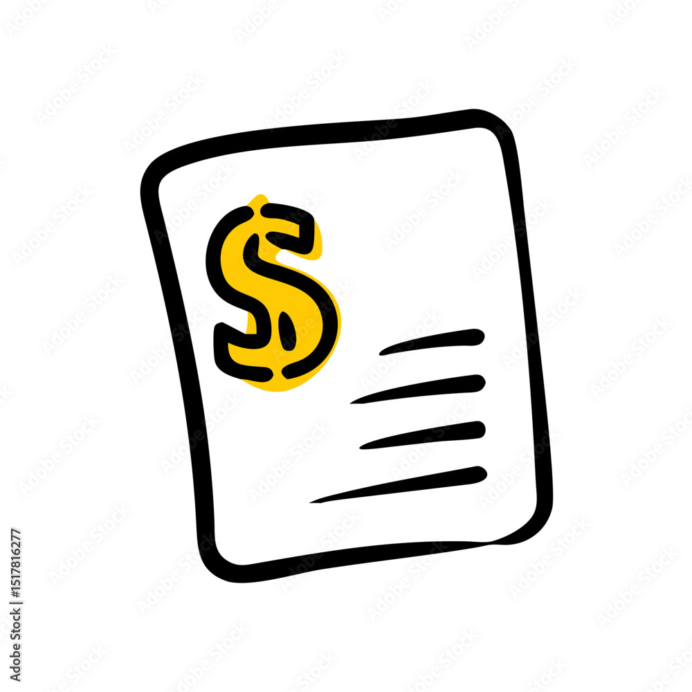 Poster card with dollar sign icon on transparent background for web and graphic design