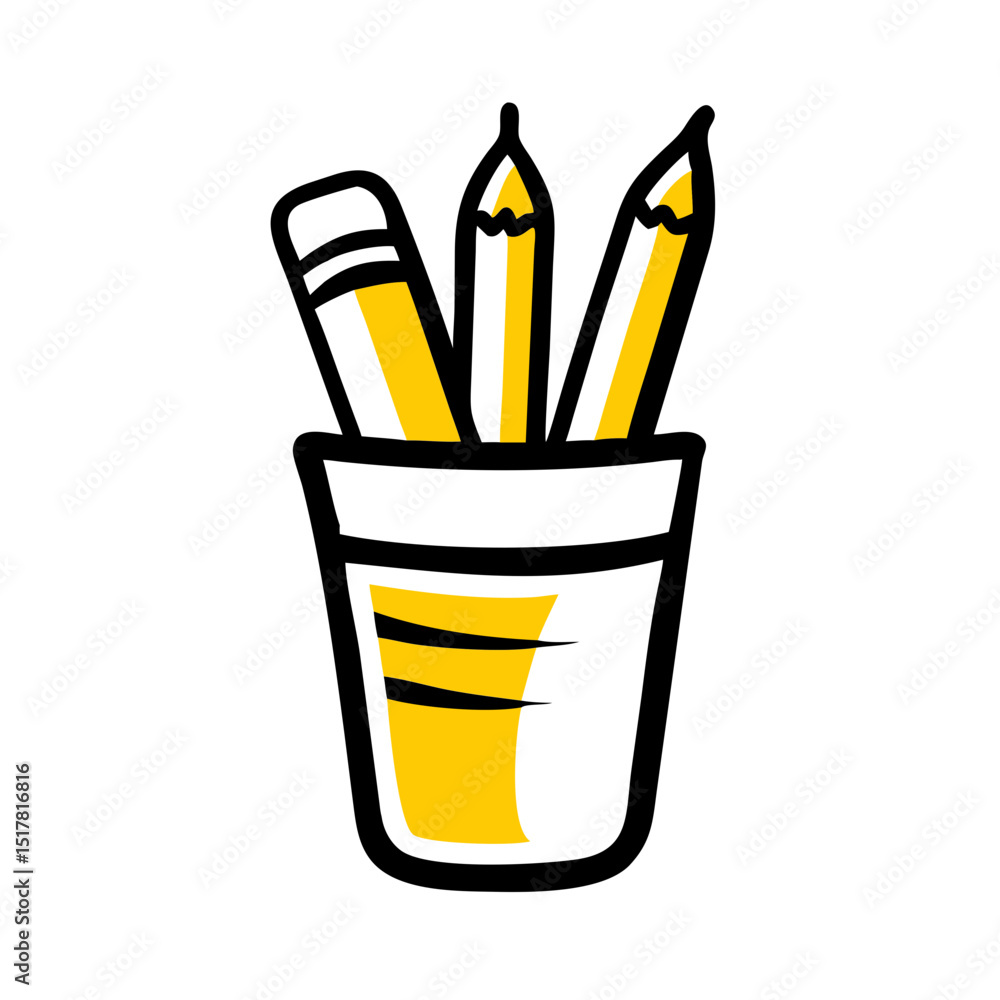 Poster cup with pencils icon on transparent background for web and graphic design