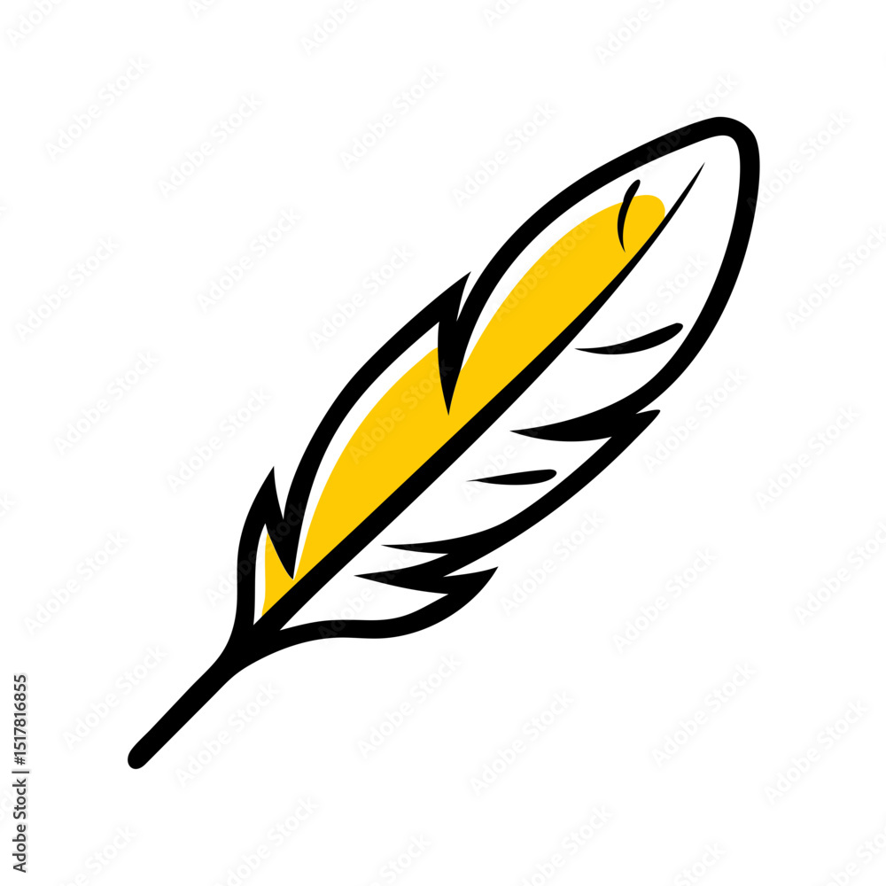 Poster diagonal edge feather wing icon on transparent background for web and graphic design