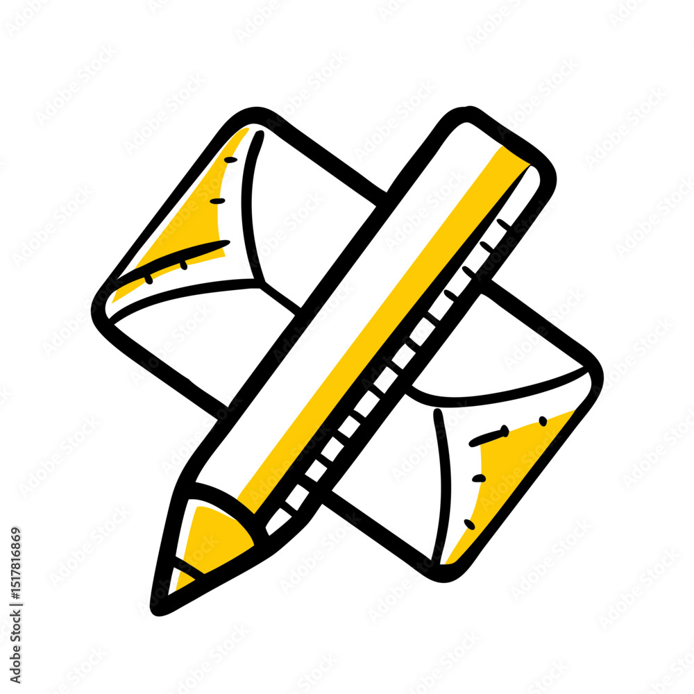 Poster diagonal pencil icon on transparent background for web and graphic design