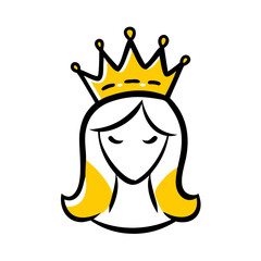 Crowned woman on transparent background for web and graphic design