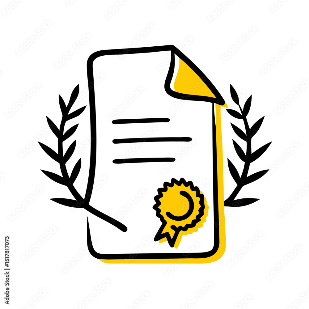 Poster document with award laurel icon on transparent background for web and graphic design