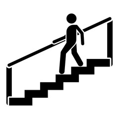 "Use hand railing on stairs" instructional icon
