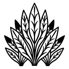 Black and white stylized floral design element for decoration