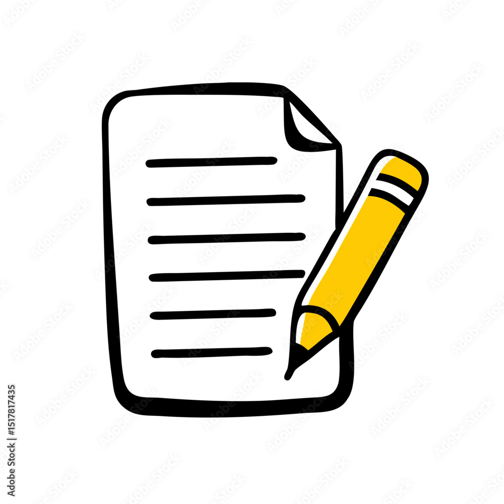 Poster document with pencil icon on transparent background for web and graphic design