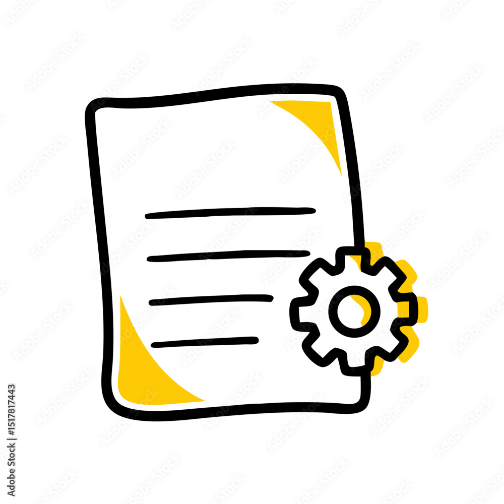 Aufkleber document with settings gear icon on transparent background for web and graphic design