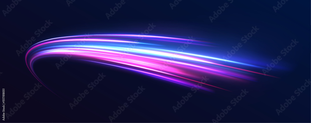 Aufkleber Speed connection vector background. Vector swirl trail effect. Light trail wave, fire path trace line, car lights, optic fiber and incandescence curve twirl.	