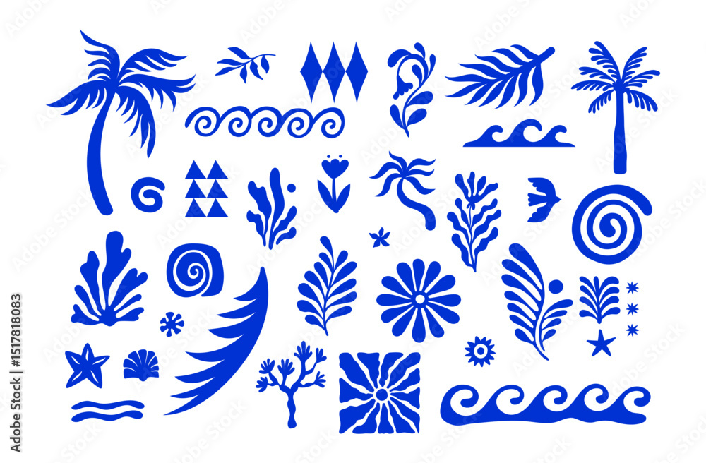 Fototapete vector set of hand drawn cut out style elements and illustrations - abstract design elements for par