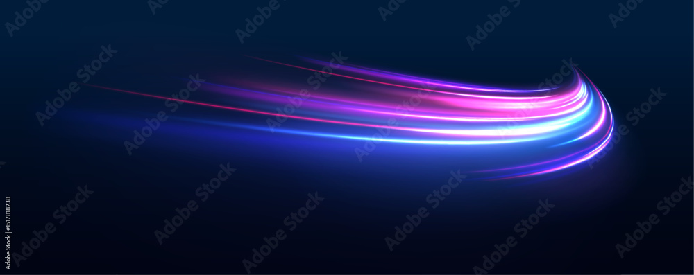 Aufkleber Speed connection vector background. Vector swirl trail effect. Light trail wave, fire path trace line, car lights, optic fiber and incandescence curve twirl.	
