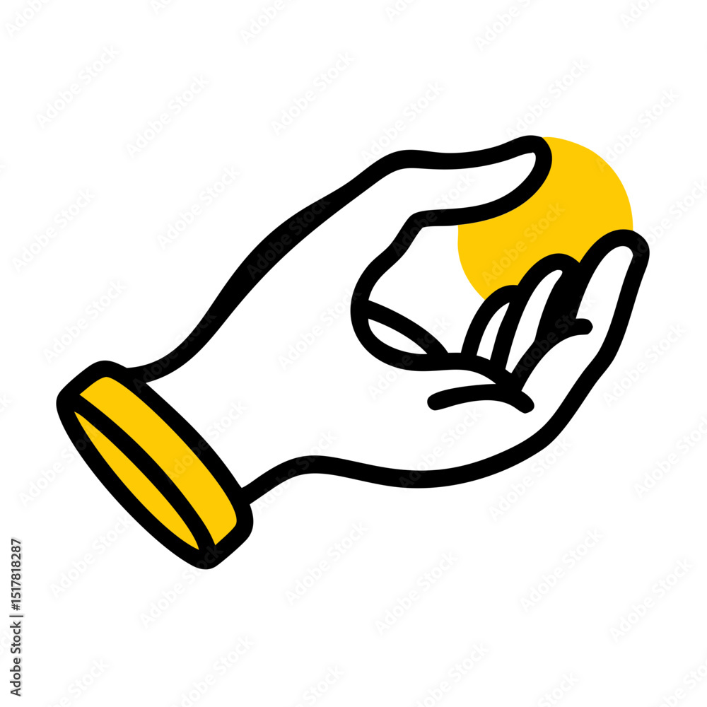 Poster hand giving coin icon on transparent background for web and graphic design