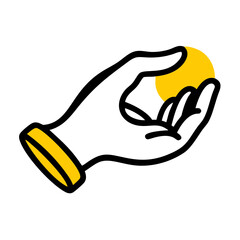 Hand giving coin icon on transparent background for web and graphic design