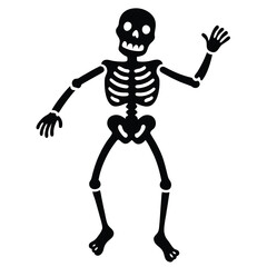 Simple black skeleton illustration for halloween decorations or educational medical concepts