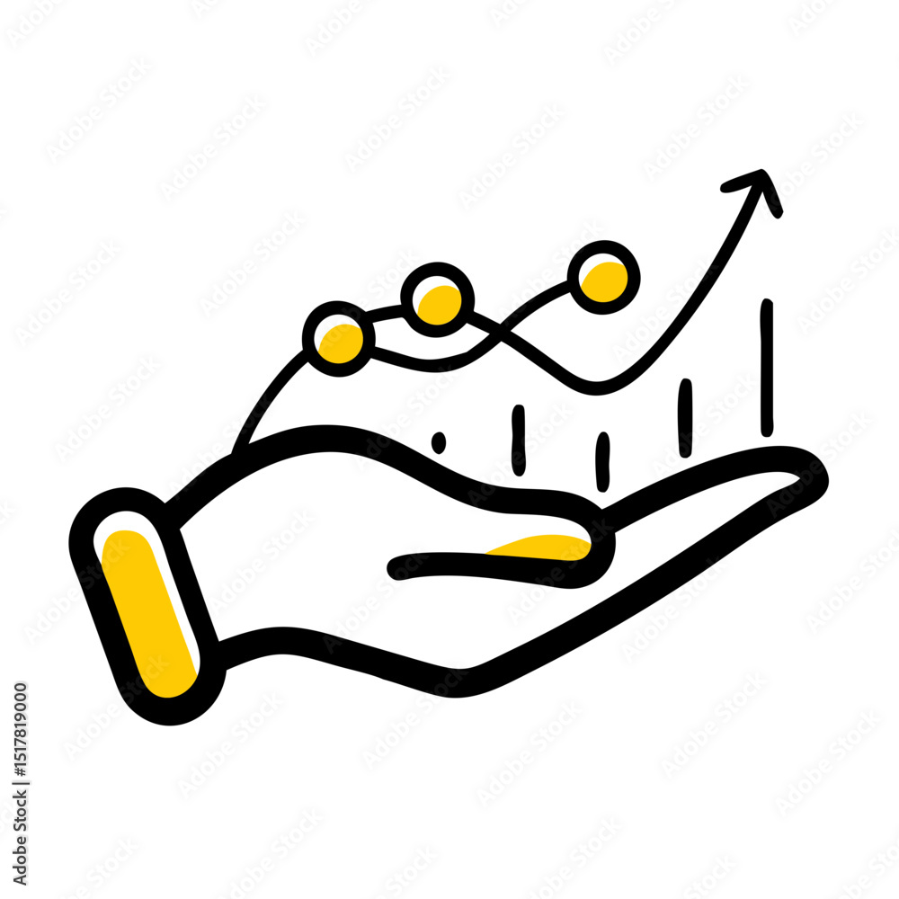 Poster hand holding graph icon on transparent background for web and graphic design