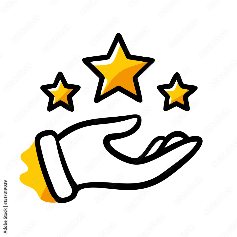 Poster hand with stars icon on transparent background for web and graphic design