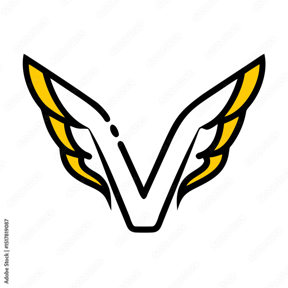 Poster heroic v split wings icon on transparent background for web and graphic design