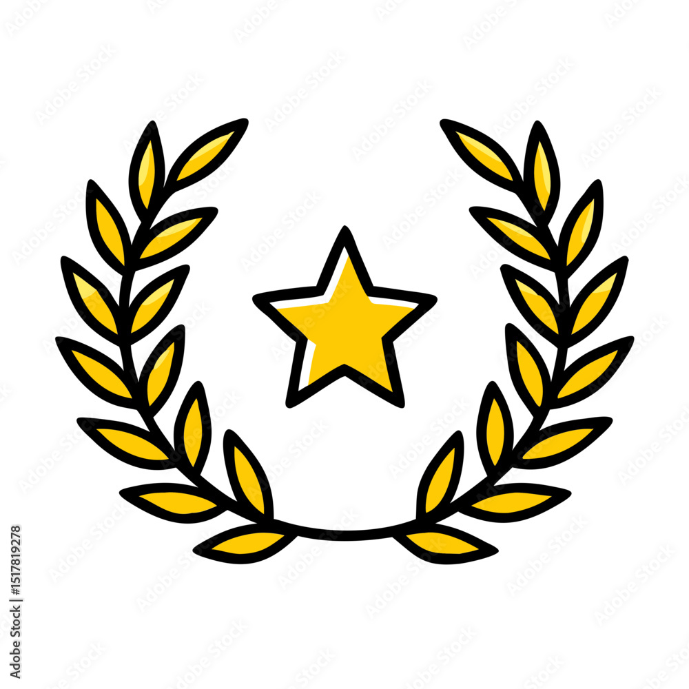 Poster laurel with star icon on transparent background for web and graphic design