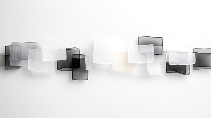 Abstract Layered Rectangles in Black White and Grey