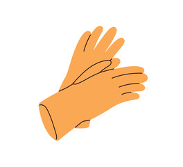 Rubber gloves. Safety latex hand wear for hygiene, cleaning, household, chemical protection, medical work. Protective handwear pair. Flat graphic vector illustration isolated on white background