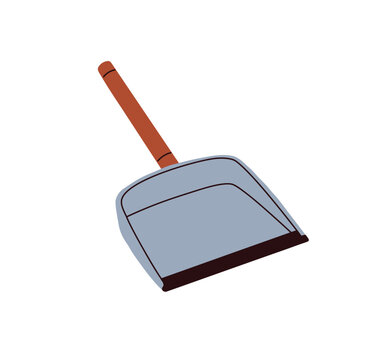 dustpan with wooden handle on white clip art preview