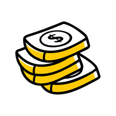 Stacked money icon on transparent background for web and graphic design