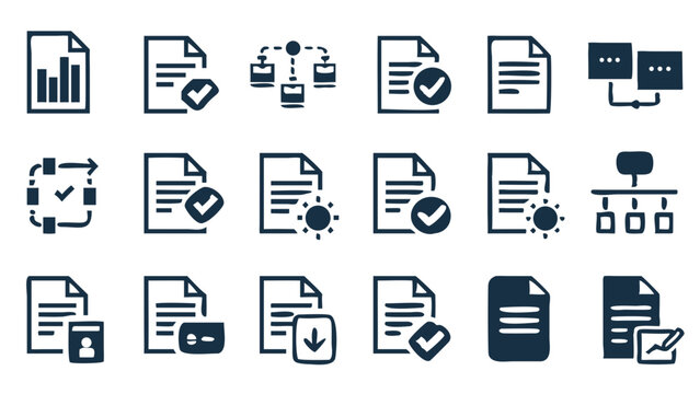 Streamlining workflow with document management icons promoting process efficiency modern flat icons against solid