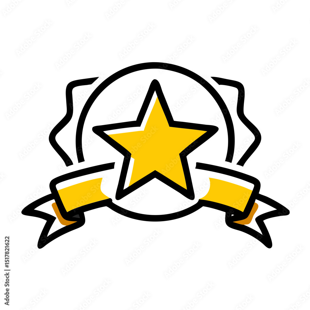 Poster star badge with ribbon icon on transparent background for web and graphic design