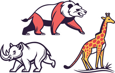 Colorful Animal Illustrations for Creative Projects. Cute and Bright Animal Illustration Collection. Wild and Domestic Animal Graphics in Colorful Style. Playful Animal Art in Modern Colorful Design