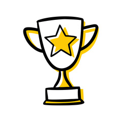 Star trophy on transparent background for web and graphic design