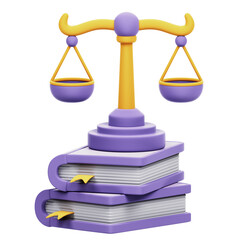 Scales of Justice 3D Rendering Icon Isolated Transparent Background	