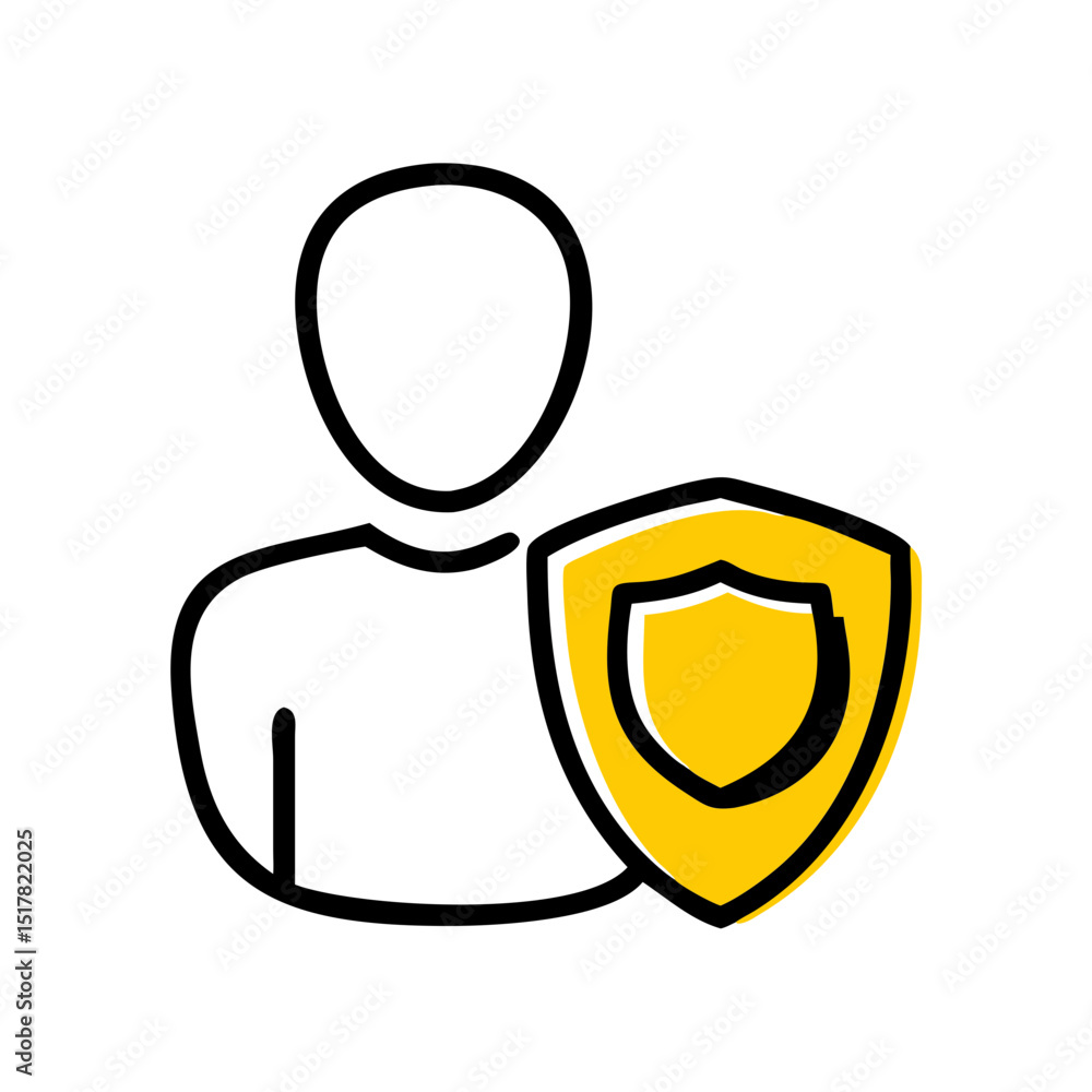 Poster user profile protection icon on transparent background for web and graphic design