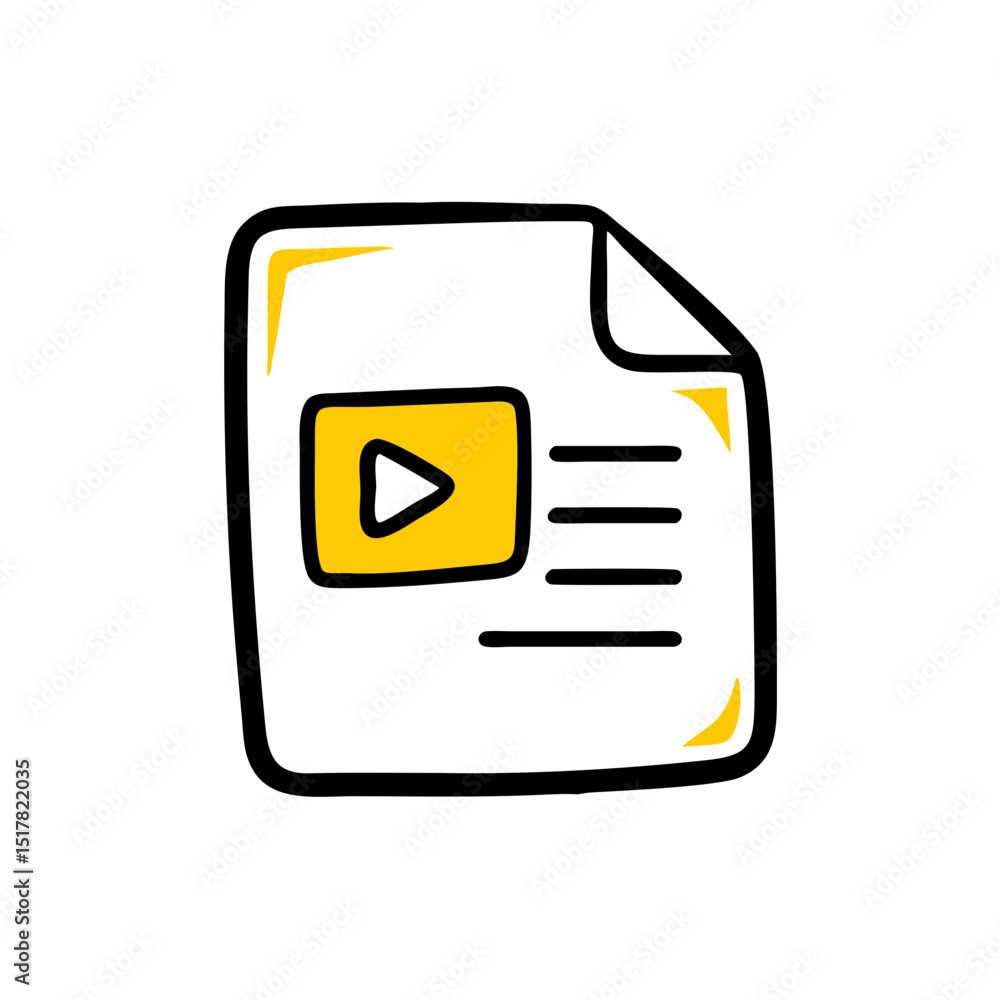 Poster video file document icon on transparent background for web and graphic design
