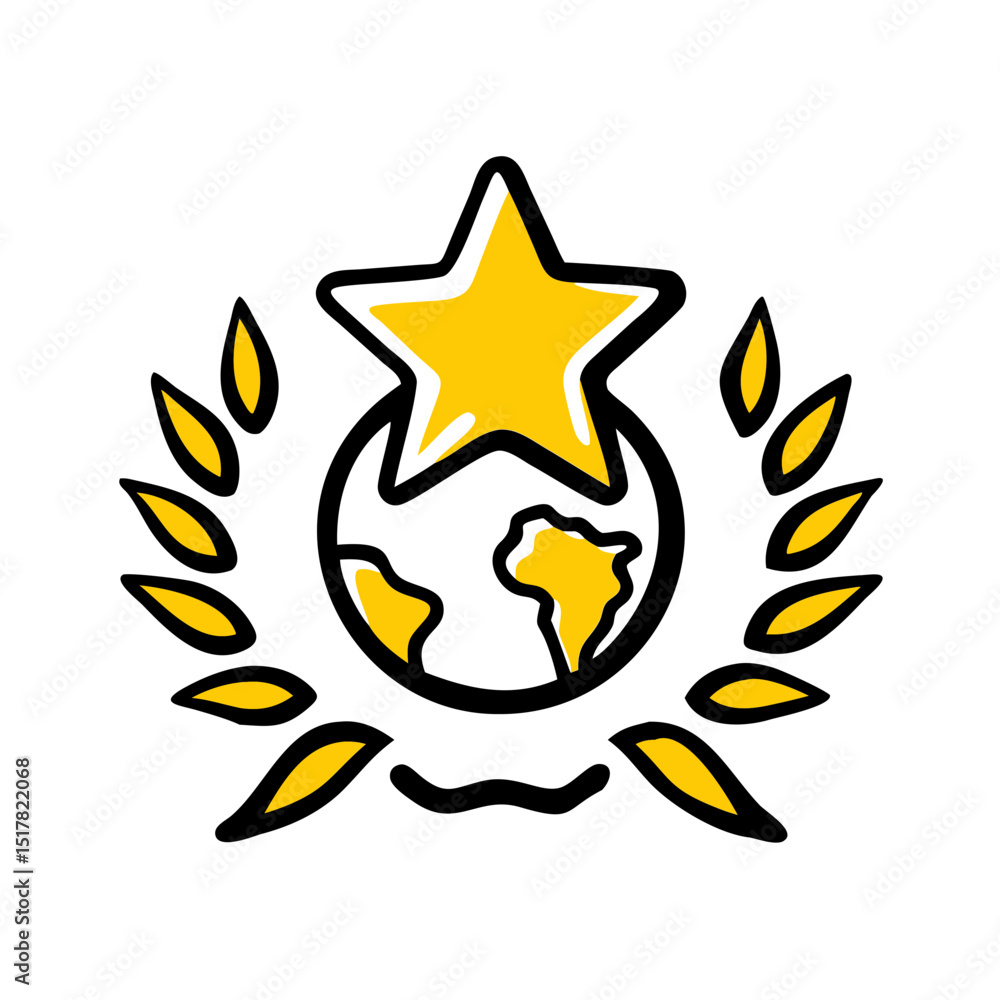 Poster world star recognition icon on transparent background for web and graphic design