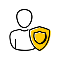 User profile protection icon on transparent background for web and graphic design