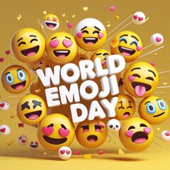 Happy world emoji day 3d emojis celebration
