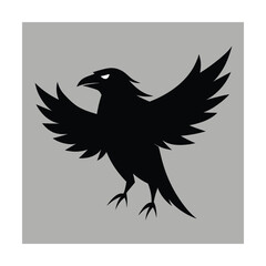 Fototapeta premium Minimalist Sketch of a Windswept Crow with Wings Spread