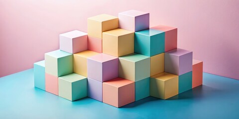 Fototapeta premium Pastel Geometric Blocks: Modern Abstract Art Photography for Business Branding & Design