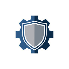 Obraz premium vector logo for an industrial company, with gear and shield 